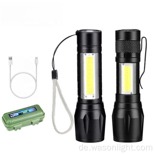 Neuer Hot Sale 2 in 1 tragbares Mini -Verschmelzen von Promotion Geschenk billig Aluminium EDC Zoom Pocket Clip Taschenlampe wiederaufladbare Fackel LED